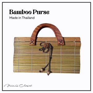 HANDMADE BAMBOO PURSE with wooden Handles made in Thailand